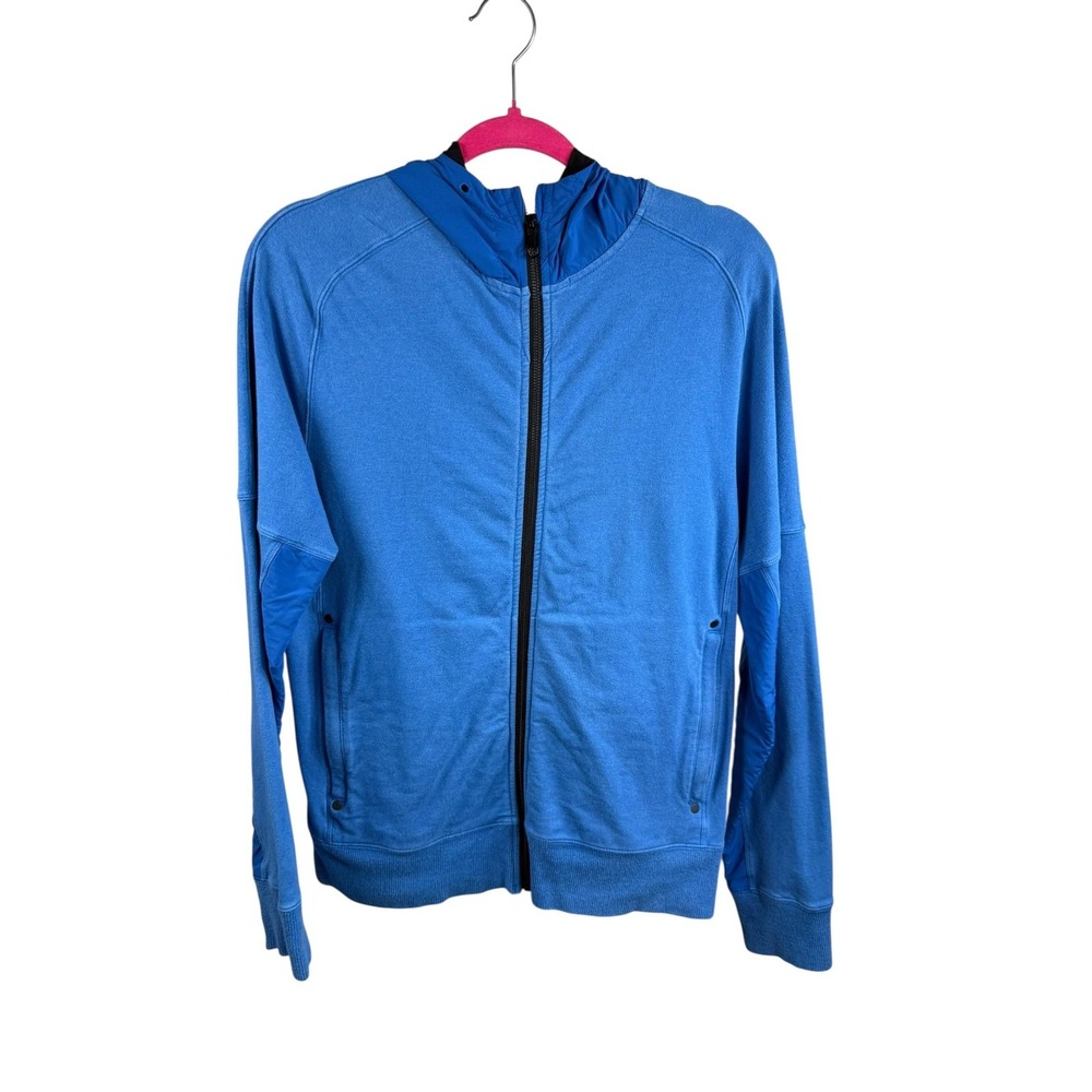 Lululemon Hoodie Mens Medium Blue Full Zip Hooded Hybrid Athletic Pockets‎ Gym